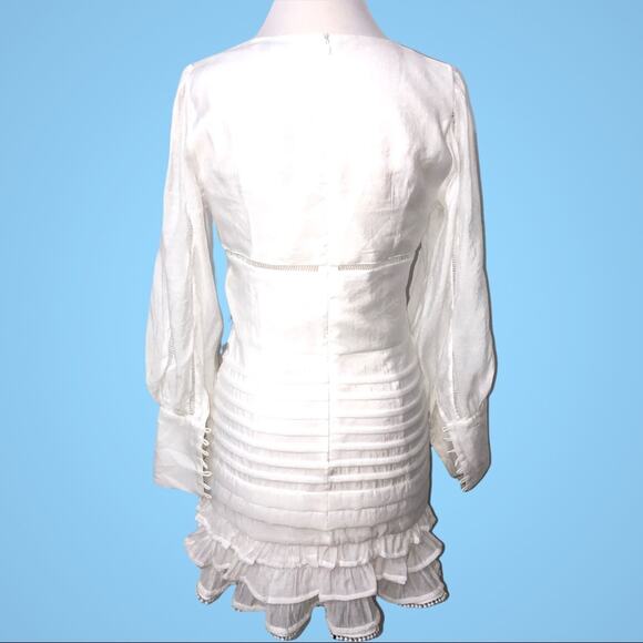 Amy Lynn Plunge Neck Long Sleeve White Mini Dress Medium NWT - Picture 5 of 9